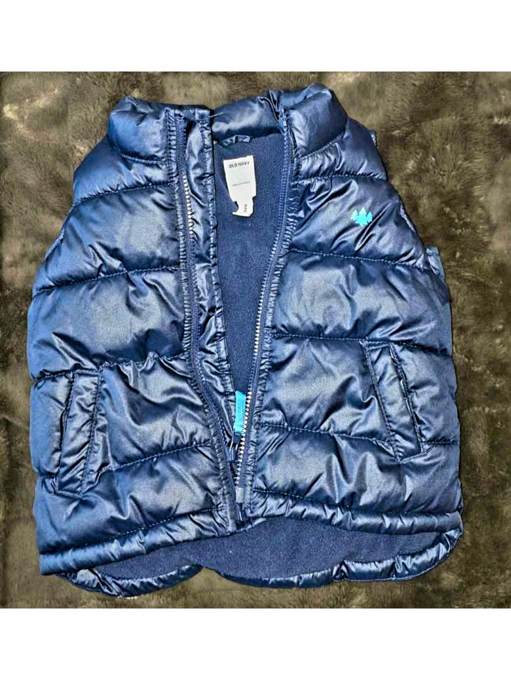 Old Navy Kids 3T Blue Puffer Jacket Full Zip Long Sleeve Solid Zip Closure